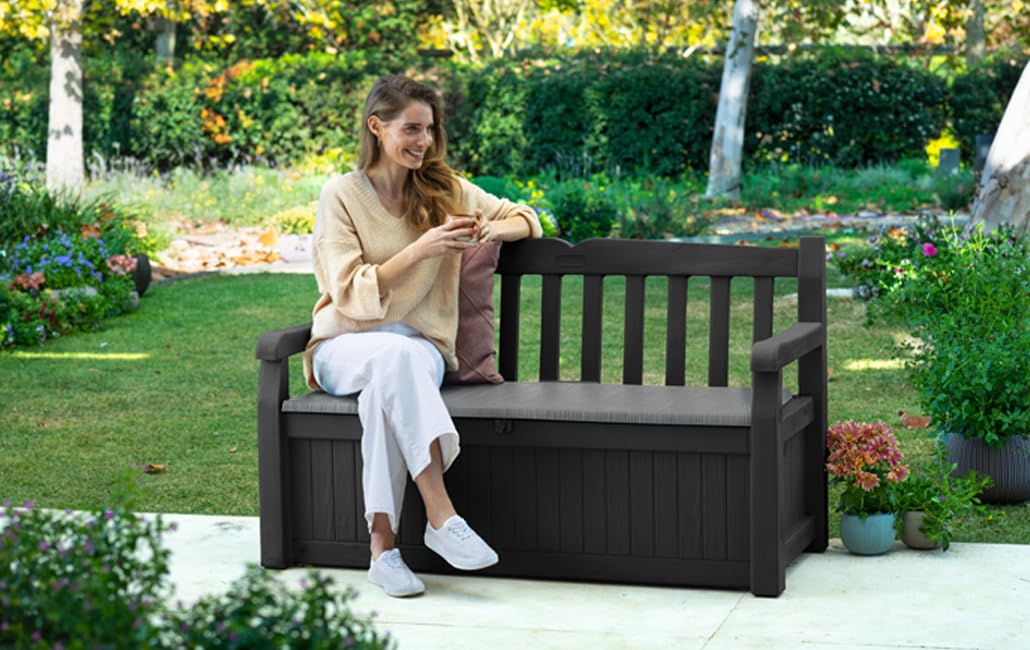 Keter Eden Banco Baúl de Jardín 265 L Grafito/Gris Claro