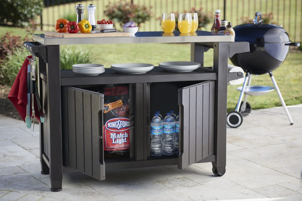 Keter Unity XL Mesa Auxiliar para Barbacoa 134x51,7x89,6 cm Gris