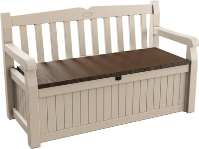 Keter Eden Banco Baúl de Jardín 265 L Efecto Madera Beige/Marrón
