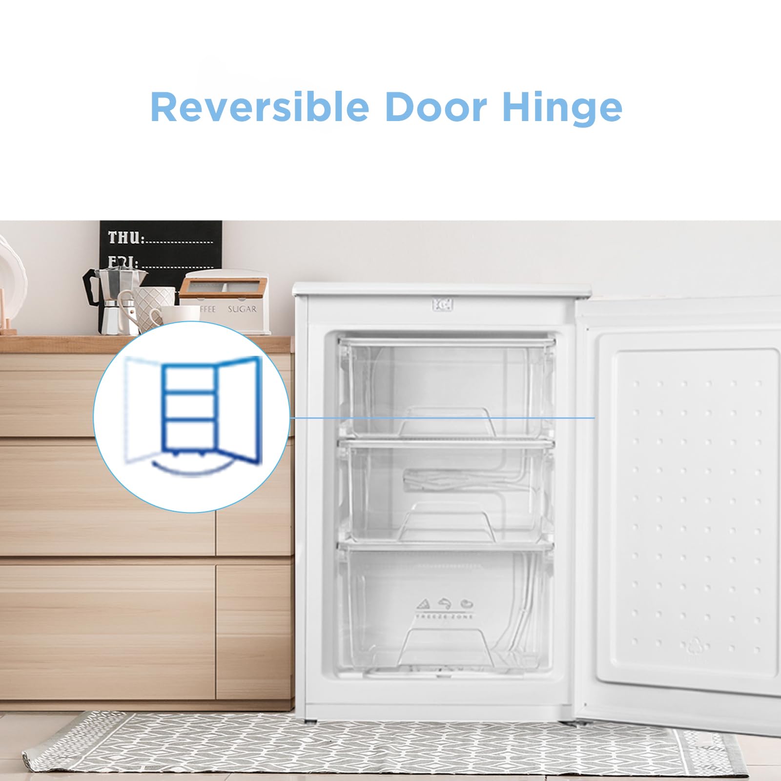 COMFEE' Congelador Bajo Encimera 88 L 55 cm Puerta Reversible