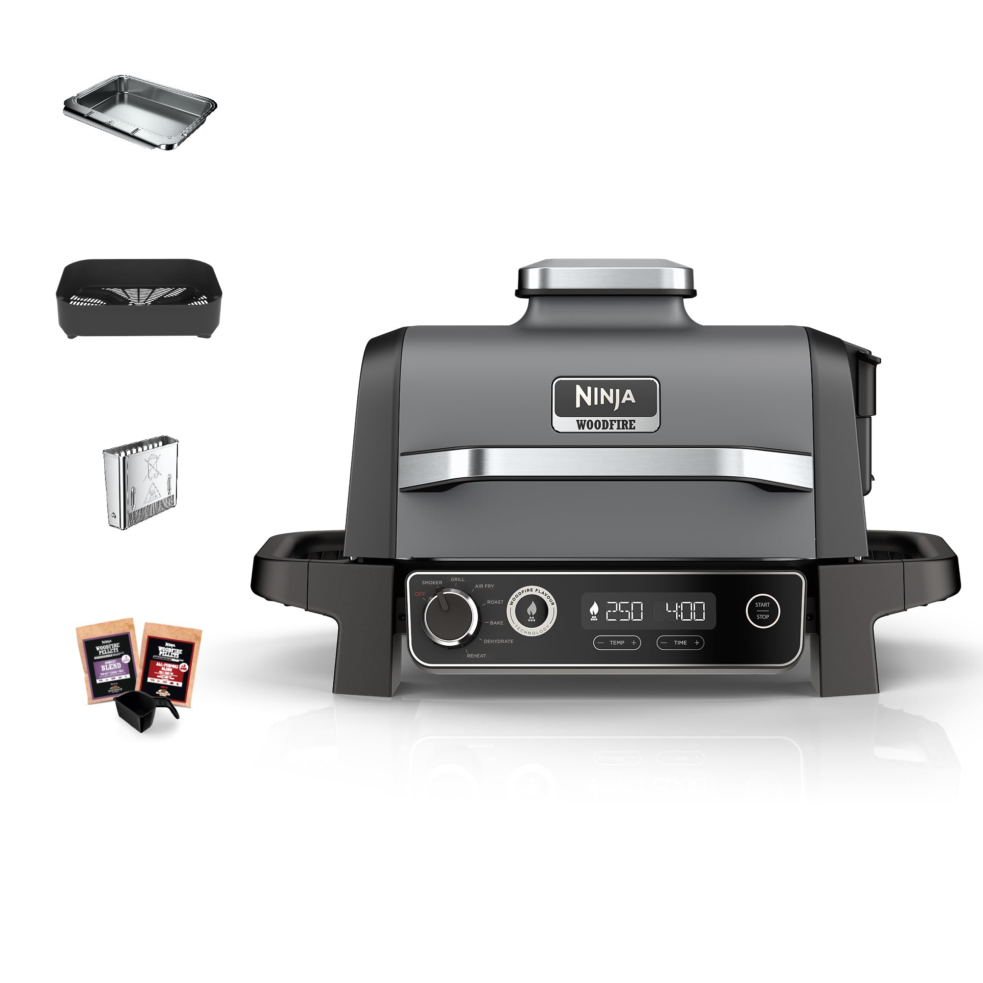 Ninja Woodfire Barbacoa Eléctrica y Ahumador 7 en 1 Exterior