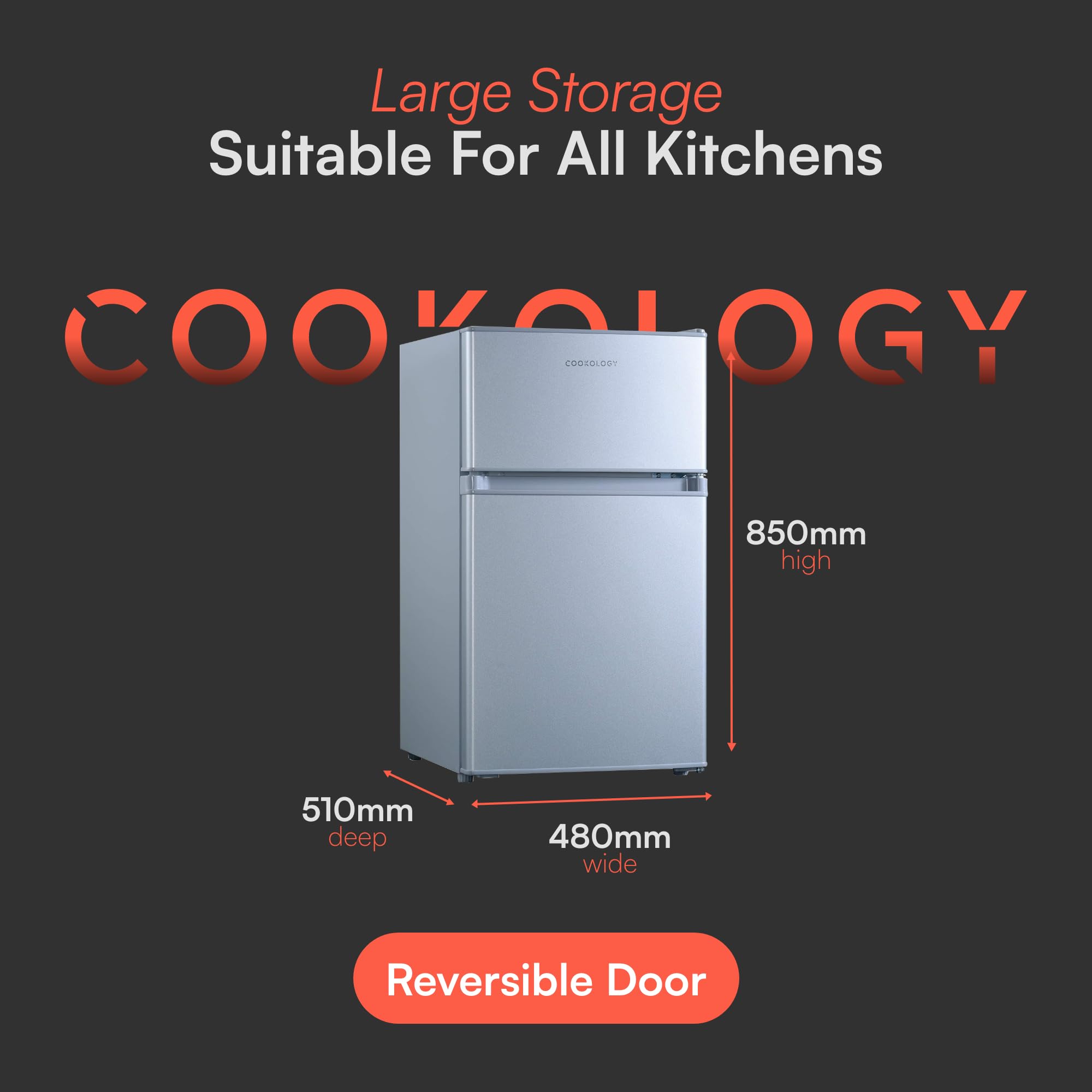 Cookology Frigorífico Combi Bajo Encimera 47 cm Plata