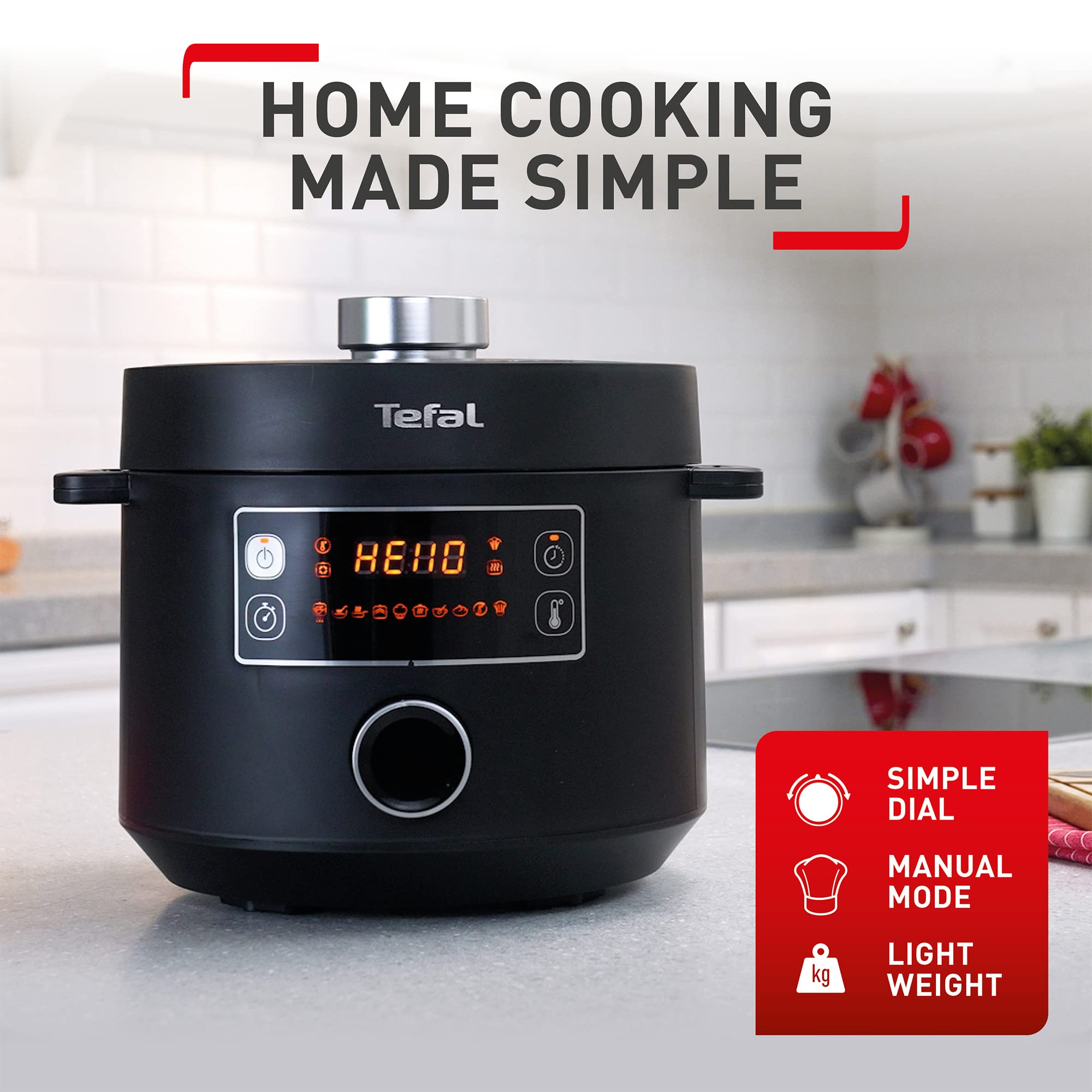 Tefal Turbo Cuisine Olla Multifunción a Presión 10 en 1 4,8 L 1000 W