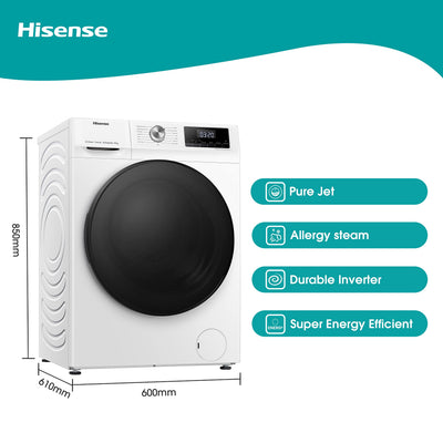 Lavadora de Carga Frontal 10 kg 1400 rpm Inverter Vapor Blanco Clase A