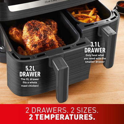 Tefal Easy Fry Dual Zone Freidora de Aire Doble 8,3 L 8 en 1 Asar Hornear
