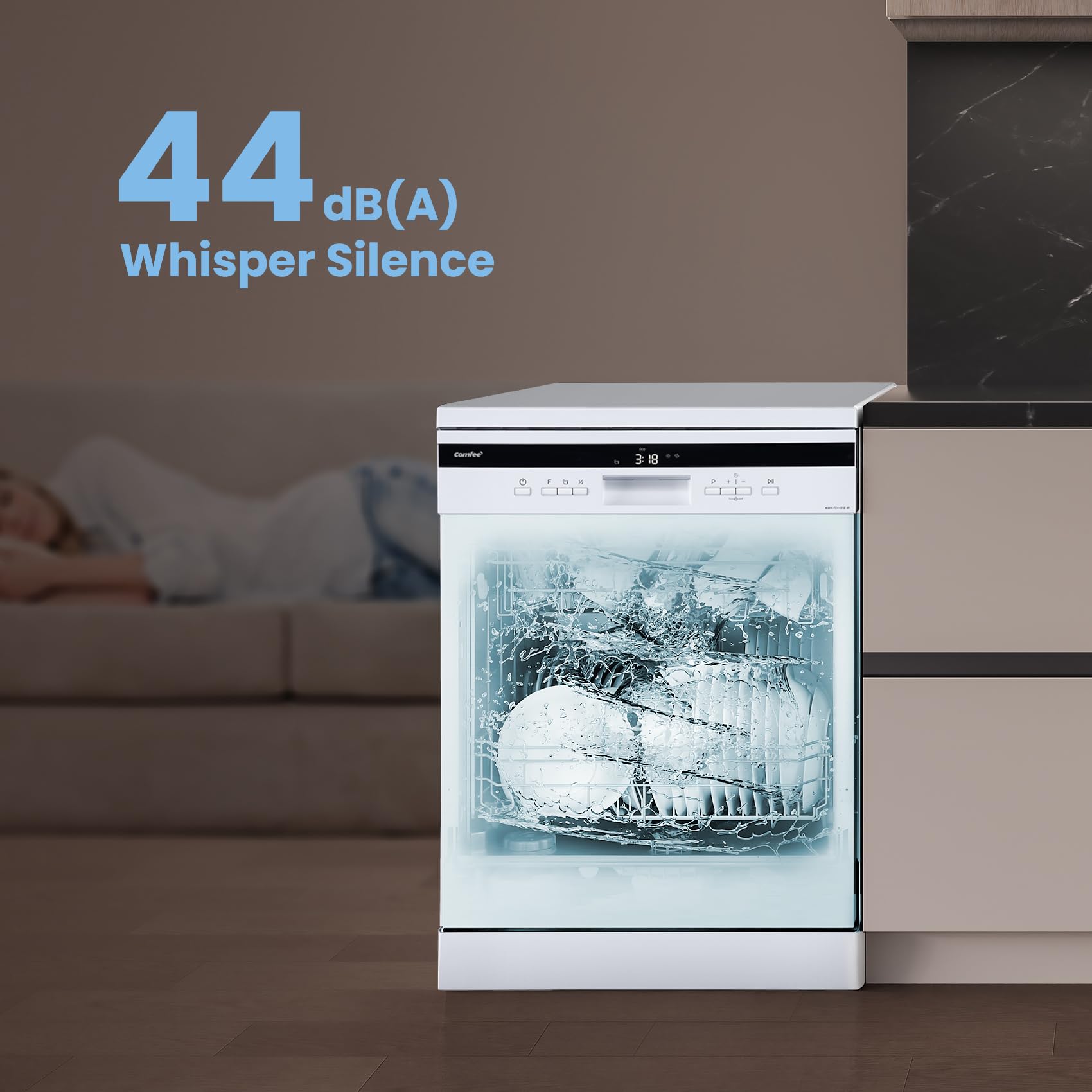 COMFEE' Lavavajillas 14 Servicios 60 cm 44 dB Pantalla LED