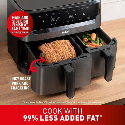 Tefal Easy Fry Dual Zone Freidora de Aire Doble 8,3 L 8 en 1 Asar Hornear