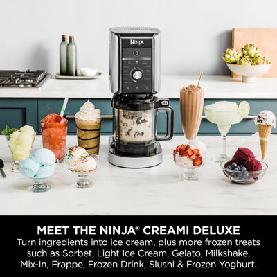 Ninja CREAMi Deluxe Heladera y Postres Helados 10 Funciones 3 Cubetas