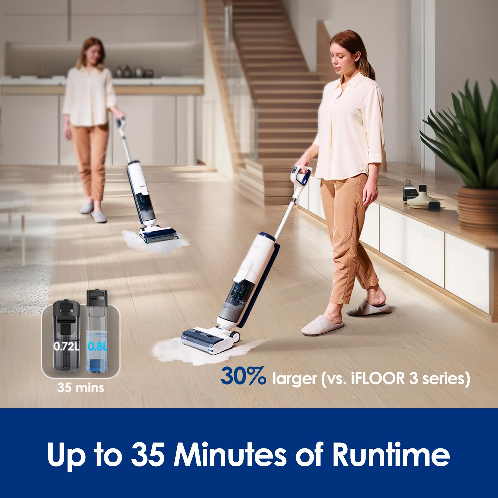 Tineco iFLOOR 5 Breeze Aspirador y Fregasuelos Inalámbrico Seco y Húmedo