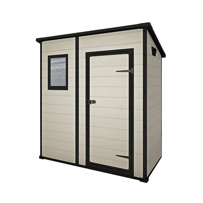 Keter Manor Caseta de Jardín Puerta Simple Efecto Madera Beige