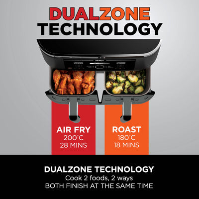 Ninja Foodi Dual Zone Freidora de Aire Doble 7,6 L 4 en 1
