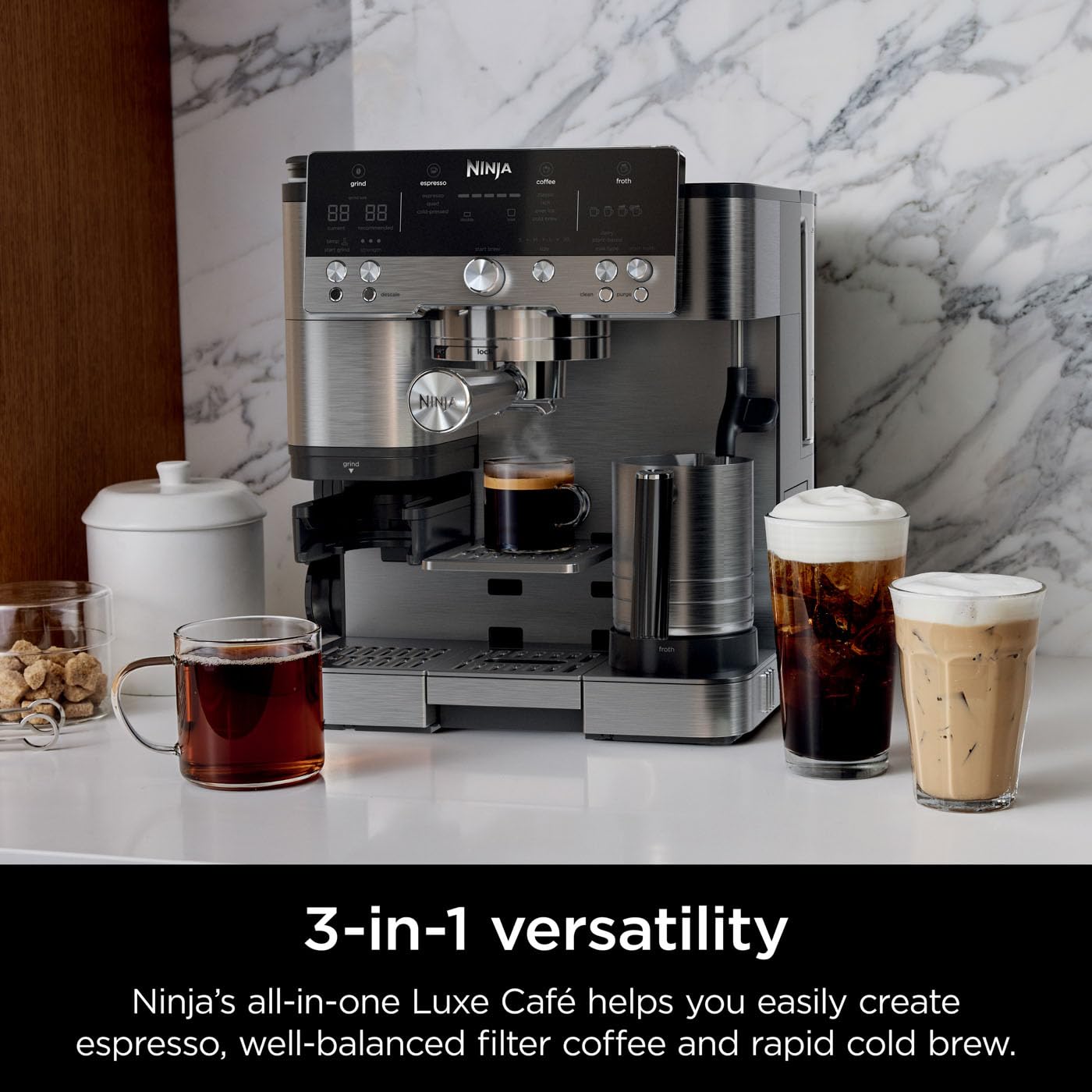 Ninja Luxe Premier Cafetera 3 en 1 Espresso Latte y Cappuccino