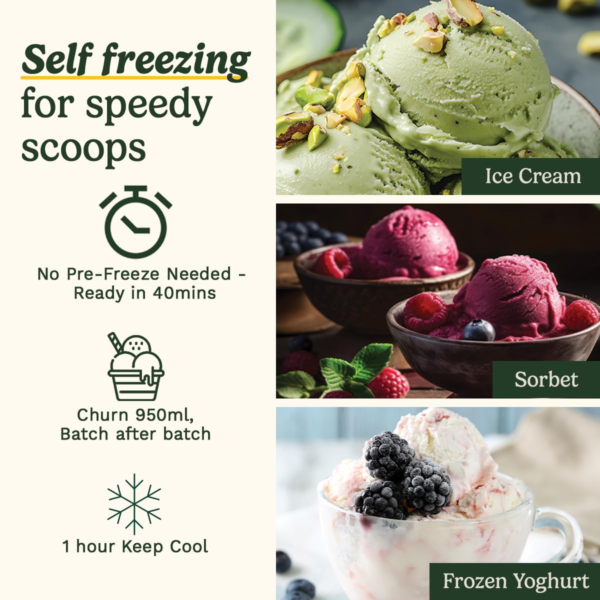 Cuisinart FreezeEase Heladera y Gelatera Autorrefrigerante