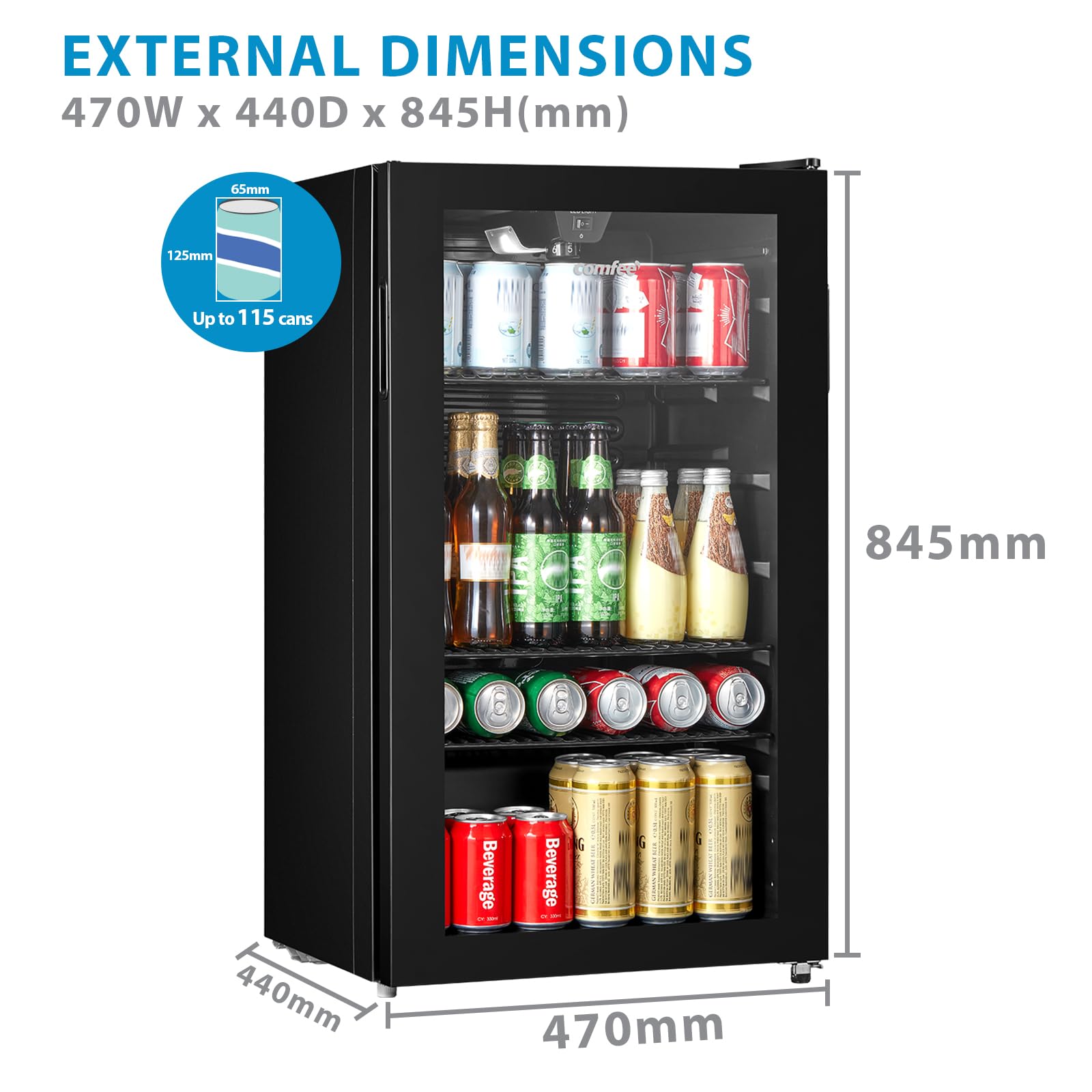 COMFEE' Nevera de Bebidas Bajo Encimera 93 L hasta 115 Latas