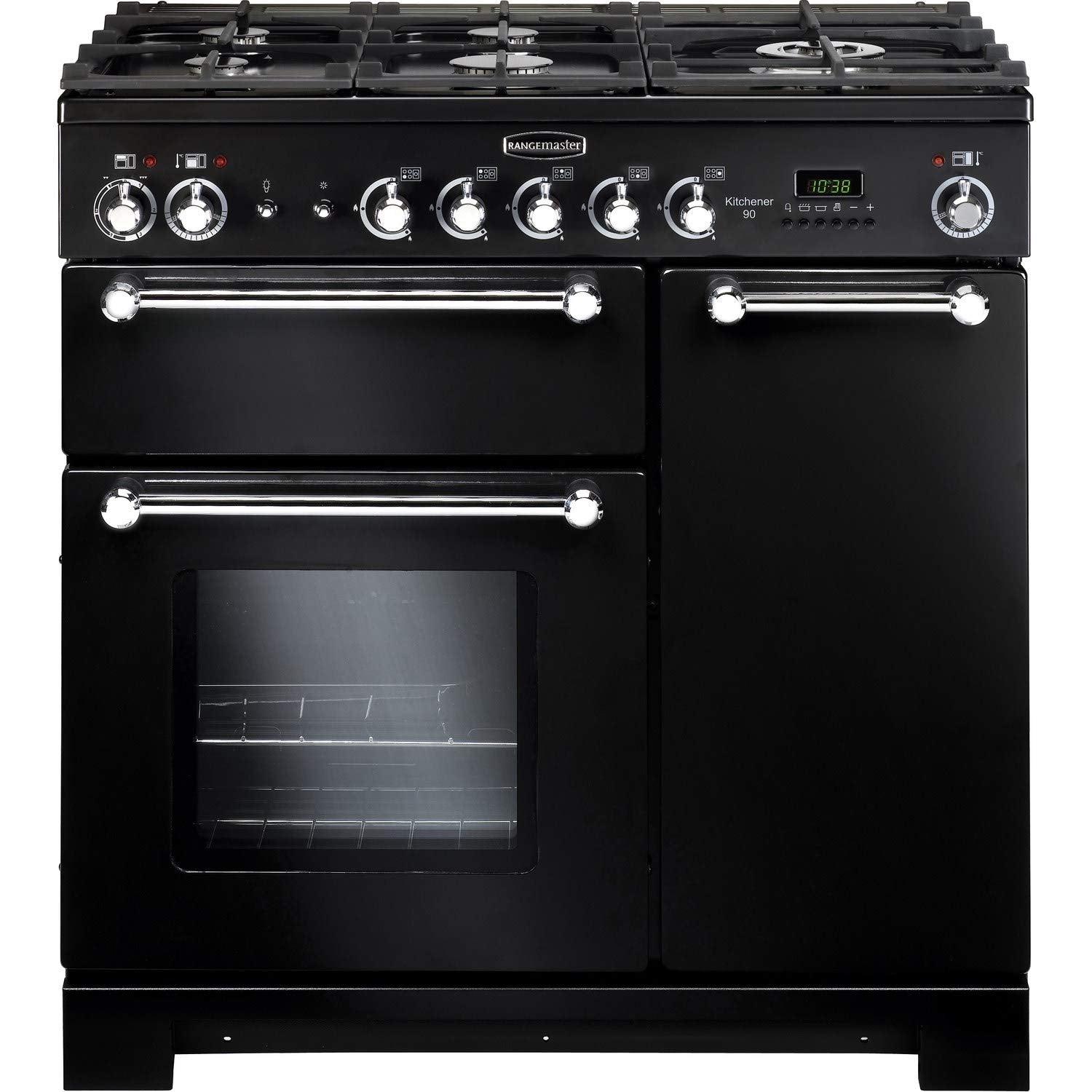Rangemaster Cocina de Doble Combustible 90 cm Placa de Gas Hornos Eléctricos Negro