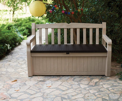 Keter Eden Banco Baúl de Jardín 265 L Efecto Madera Beige/Marrón