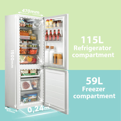 COMFEE' Frigorífico Combi 174 L Low Frost LED Puerta Reversible Blanco