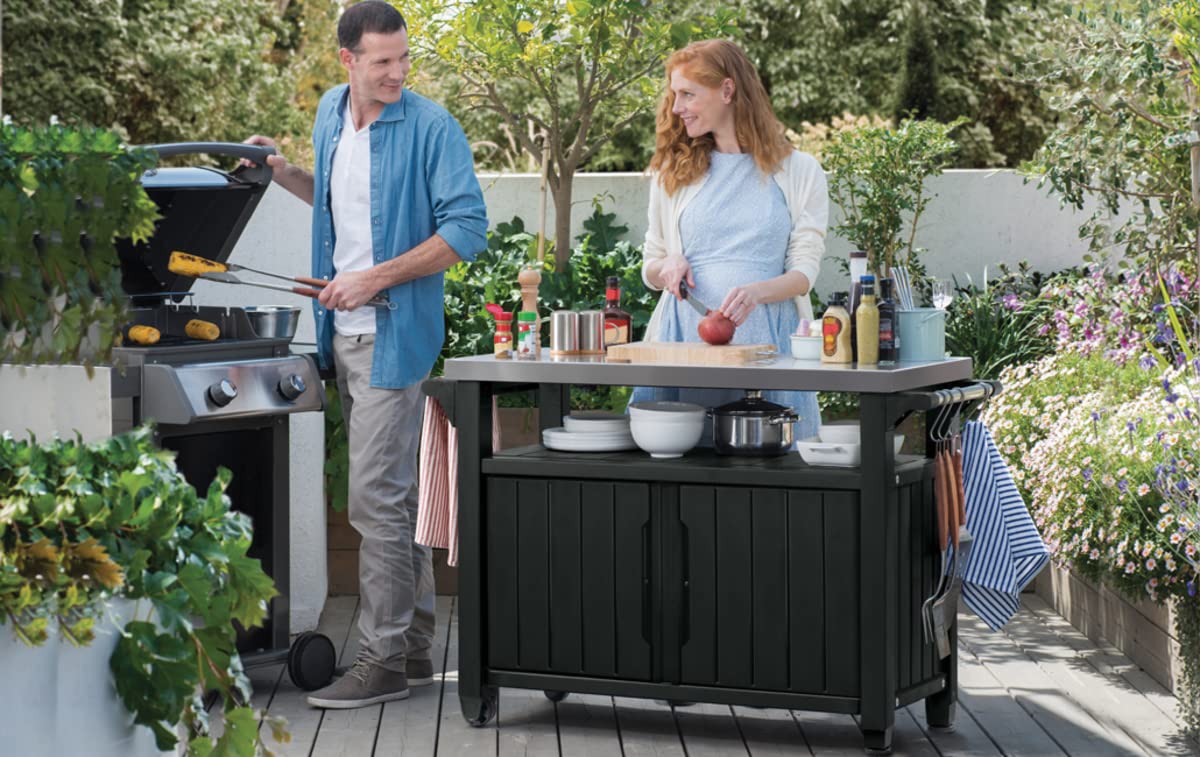 Keter Unity XL Mesa Auxiliar para Barbacoa 134x51,7x89,6 cm Gris