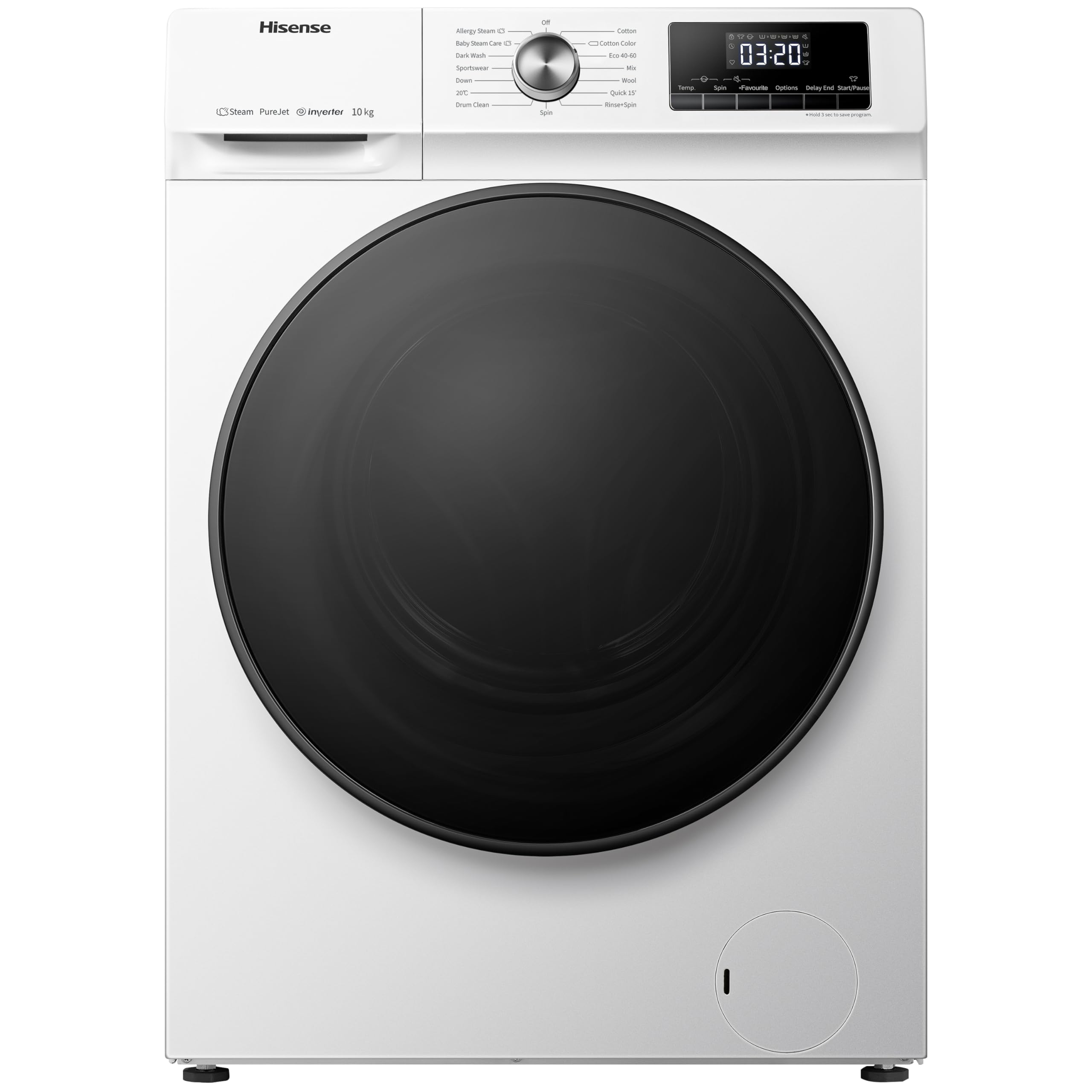 Lavadora de Carga Frontal 10 kg 1400 rpm Inverter Vapor Blanco Clase A