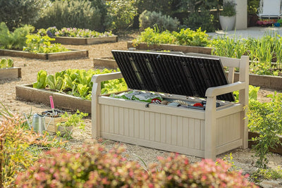 Keter Eden Banco Baúl de Jardín 265 L Efecto Madera Beige/Marrón