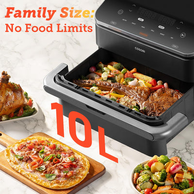COSORI TwinFry Freidora de Aire Doble 10 L Convertible 8 en 1