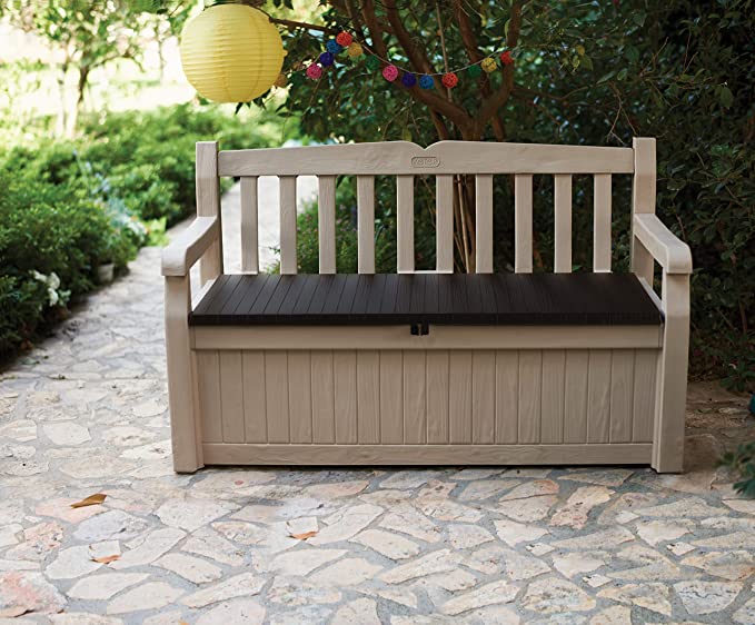 Keter Eden Banco Baúl de Almacenamiento 265 L Beige/Marrón