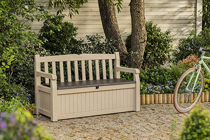 Keter Eden Banco Baúl de Almacenamiento 265 L Beige/Marrón