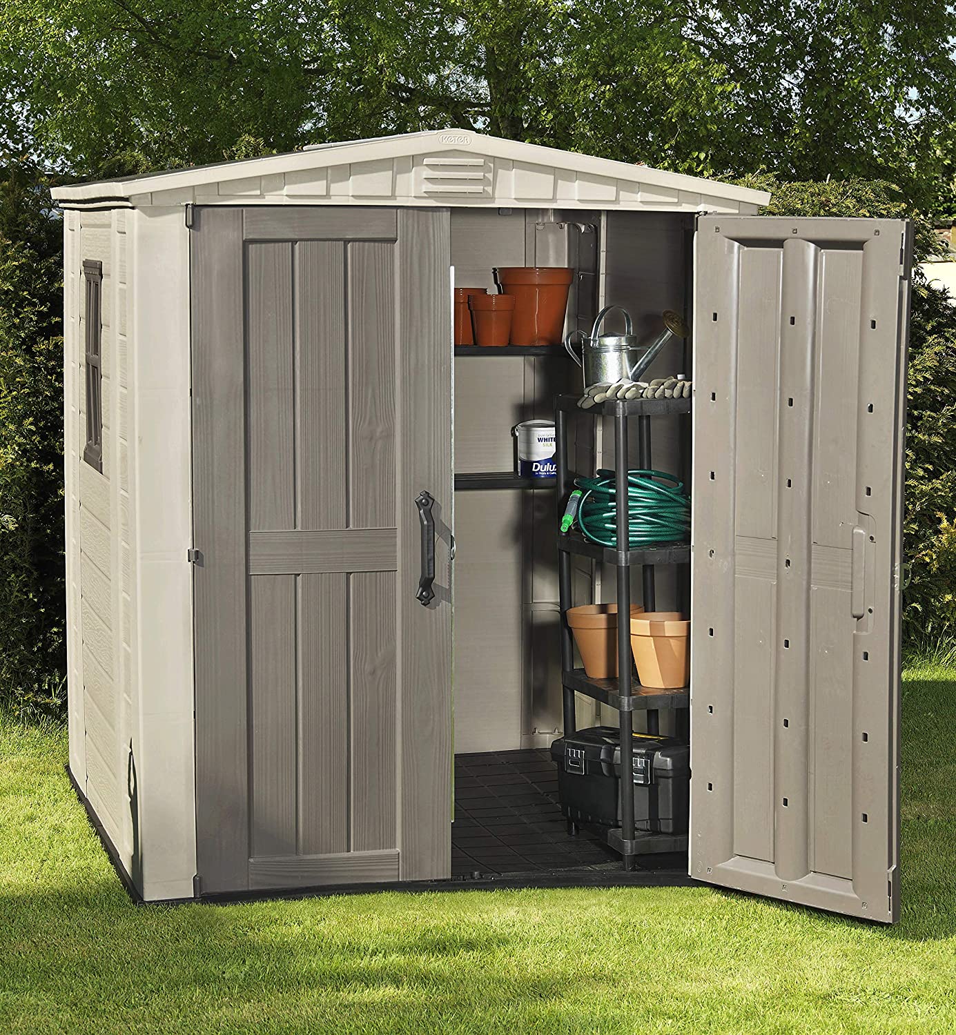 Keter Factor Caseta de Jardín de Plástico Doble Puerta